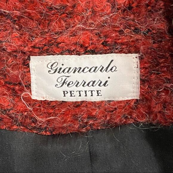 Giancarlo Ferrari Petite Deep Red Women’s Fuzzy Marled Vintage Jacket - Picture 8 of 9
